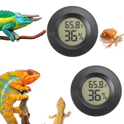 Termómetro y medidor de humedad para reptiles Termómetro circular digital para terrario Accesorios circulares para jaula de dragón barbudo Medidor
