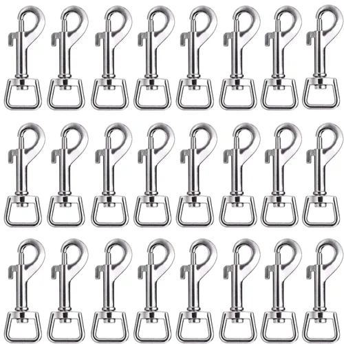 Miniatura 14 de Therwen 24 ganchos giratorios de acero inoxidable para correa de perro, llavero, correa de cámara, multiusos de 2.76 pulgadas (negro, 0.109 in)