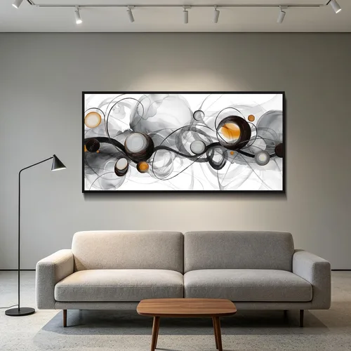 Miniatura 12 de XLSJERST Arte abstracto de pared para sala de estar, lienzo grande, azul y blanco, minimalismo moderno, obra de arte horizontal para dormitorio