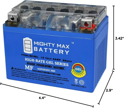 Miniatura 9 de Mighty Max Battery YTX4L-BS GEL - Batería de repuesto para Exide 4L-BS