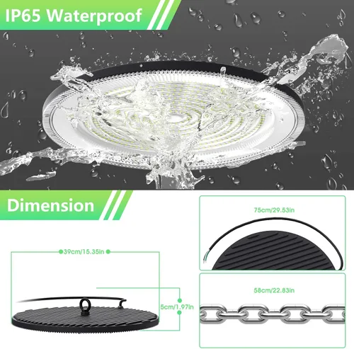 Miniatura 4 de loyal Luz LED de alta bahía, 500 W UFO High Bay Led Shop Lights 6000K 50000LM para almacén, taller, fábrica, gimnasio, garaje, granero, 2024, nuevo