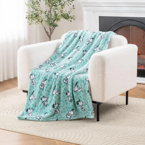 Miniatura 31 de Berkshire Blanket Peanuts® VelvetLoft® Manta de Felpa con el Tierno Personaje Snoopy, Peanuts Snoopy Everyday Buffalo Plaid Navy Tonal, Manta 55