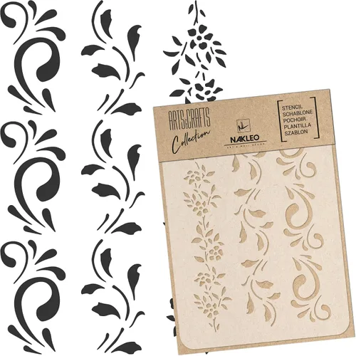 Miniatura 6 de NAKLEO Plantilla de pintura para manualidades A3 de 11.8 x 16.5 pulgadas, patrón de naturaleza de hojas de otoño, plantilla de dibujo de plástico