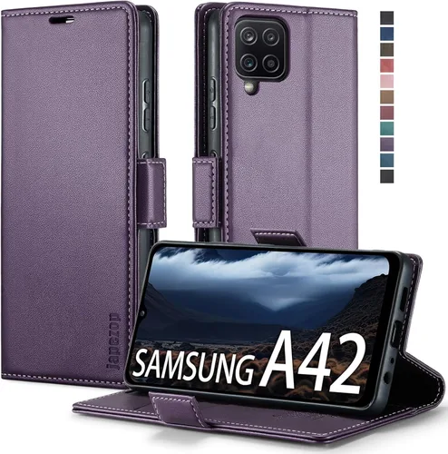 Miniatura 8 de Funda para Samsung Galaxy A42 5G con bloqueo RFID, tarjetero y función atril magnético, funda de piel con tapa para Samsung Galaxy A42 5G de 6.6