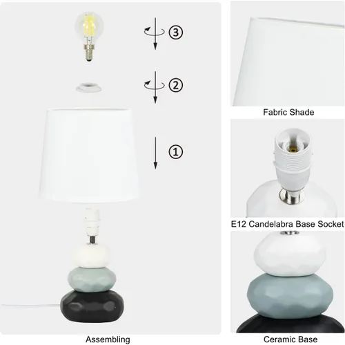 Miniatura 6 de BERO - Lámpara de mesa pequeña blanca para sala de estar como lámpara de mesita de noche para dormitorio, lámpara de mesa moderna de cerámica