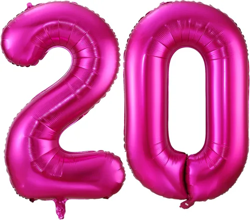 Miniatura 15 de Globo de cumpleaños de 40 pulgadas de color rosa intenso con el número 0, globos grandes de Mylar para fiesta de cumpleaños, aniversario, festival