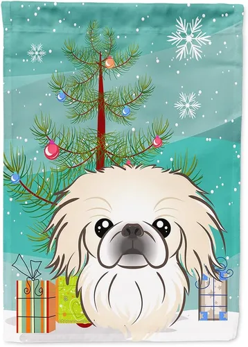 Miniatura 67 de Caroline's Treasures BB1622CHF - Bandera de casa Shih Tzu con árbol de Navidad y gris plateado para porche, grande, para colgar en la pared