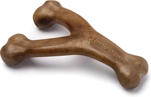 Benebone Wishbone - Juguete masticable duradero para perros masticadores agresivos, tocino real, fabricado en Estados Unidos, mediano