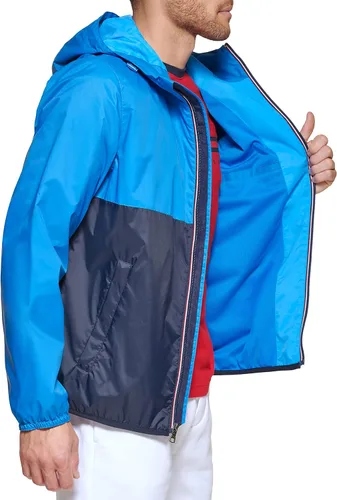 Miniatura 5 de Tommy Hilfiger Chaqueta de lluvia ligera activa resistente al agua con capucha para hombre