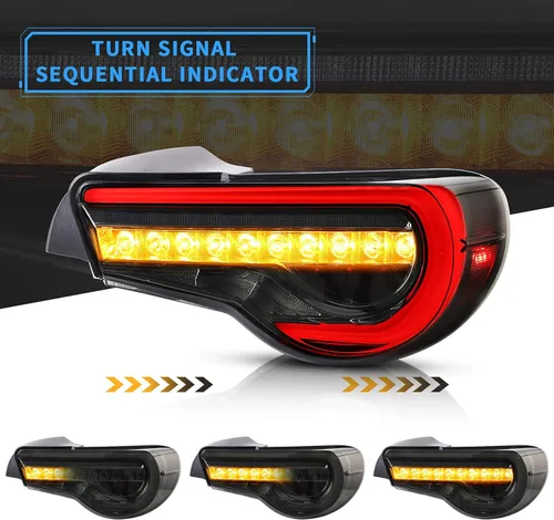 Miniatura 3 de VLAND Luces traseras LED compatibles con Scion Fr-s 2013-2016 Toyota86/Subuaru Brz 2013-2020 con secuencial ámbar, conjunto de lámpara trasera LED