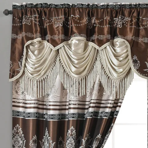 Miniatura 2 de GOHD Harmony Horizon. Panel de cortina jacquard con cenefa de lujo adjunta. Juego de 2 piezas. Cada pieza de 54 pulgadas de ancho x 90 pulgadas
