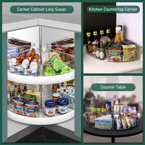 Miniatura 7 de JEISSLIA Lazy Susan - Contenedores organizadores de gabinete para organizador de esquina de 26/28/32 pulgadas de diámetro, contenedor