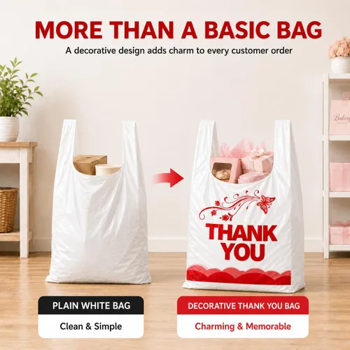 Miniatura 5 de YoYoRain 1000 piezas de bolsas de camiseta blancas "Thank You" – Bolsas de compras reutilizables y desechables para comestibles y supermercado