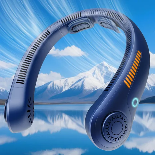 Miniatura 8 de Ventilador de cuello portátil, recargable, ventilador personal para soplar aire frío, 5 velocidades, batería USB, enfriador de cuello con cuello