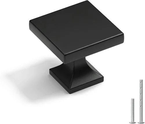 Miniatura 12 de GOLDENWARM LS6785BK - Paquete de 5 perillas cuadradas negras para gabinetes y alacenas de cocina, perillas cuadradas de 1.1 pulgadas de ancho