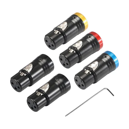 Miniatura 6 de MKFAUDIO - Conectores XLR de perfil bajo poco profundo para bricolaje, 3 pines, 90 grados, L, ángulo recto, ajustable, XLR hembra con llave