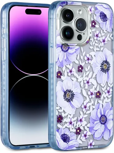 Miniatura 49 de SCORPIFY Funda para iPhone 15 Pro Max con diseño floral de Nemophila azul, bonita funda transparente para teléfono para mujeres y niñas