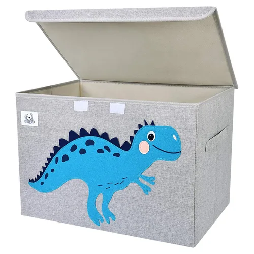 Baúl de juguetes plegable grande para niños con tapa abatible, organizador de almacenamiento de juguetes de animales de tela Dinosaurio
