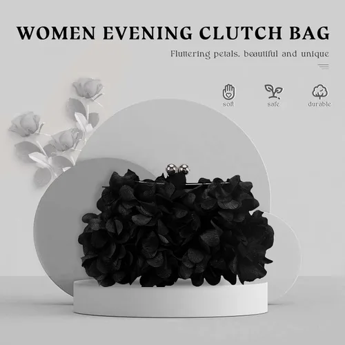 Miniatura 8 de JAMBHALA Bolsos de mano de noche con apliques florales, pequeños monederos de embrague para mujer