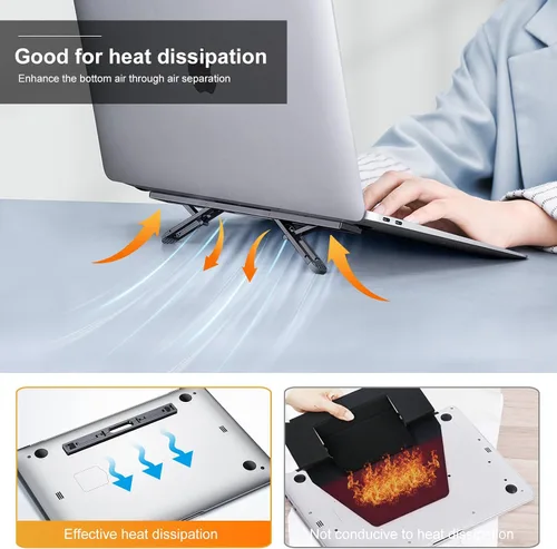 Miniatura 5 de Elevadores de computadora portátil para escritorio, soporte para laptop de 4 alturas ajustables, elevador de teclado, patas ergonómicas para Gris
