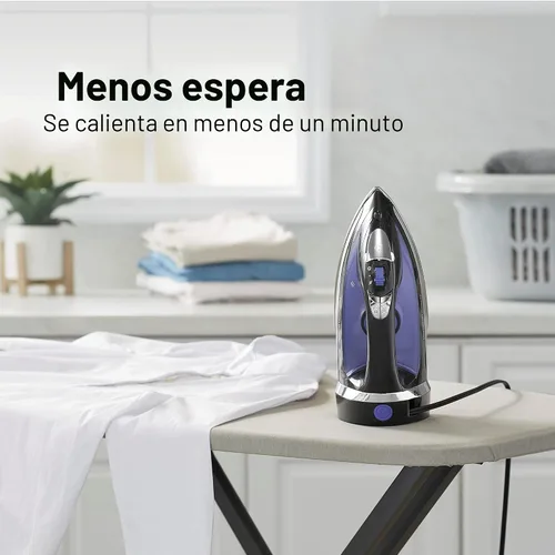 Miniatura 4 de Hamilton Beach Plancha de vapor para ropa y prendas de vestir con suela de acero inoxidable de prensa suave, 1200 vatios, cable retráctil de 8 pies