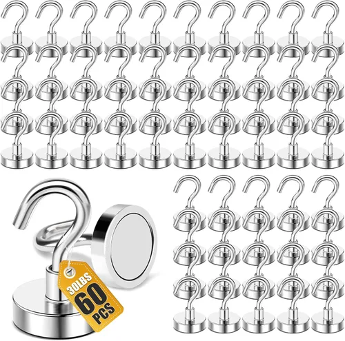 Miniatura 45 de Diymag Ganchos magnéticos, resisten 80 lb, 20 unidades, neodimio de tierras raras fuertes para colgar, colgador magnético para cortina, hogar, Negro