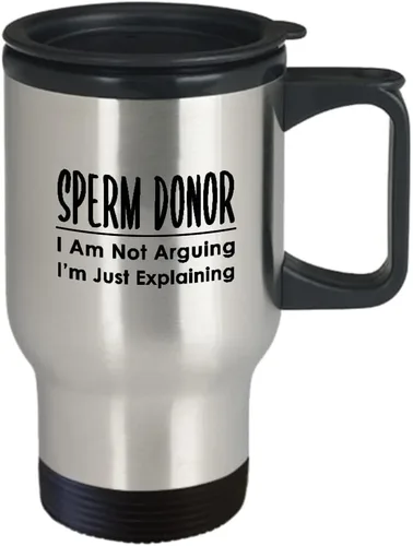 Miniatura 2 de Mens Funny Sperm Donor Travel Mug Insulated Coffee Tumbler - Fertility Joke Designs - Gifts for Sperm Bank Donation Bio Daddy Couples Pregnancy Cute
