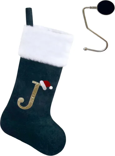Miniatura 12 de Medias de Navidad de 20 pulgadas con monograma, letras, medias súper suaves grandes de Navidad, medias de monograma rojo para Navidad, regalo
