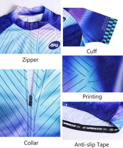 Miniatura 45 de sponeed - Jerséis de ciclismo para hombre, tops, camisas de ciclismo, manga corta, atuendo de ciclismo, chaqueta de ciclismo de cierre completo