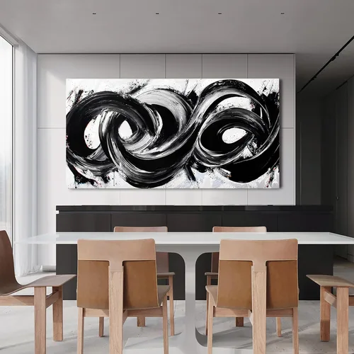 Miniatura 6 de Arte abstracto de pared para sala de estar, lienzo abstracto, decoración de pared, impresiones artísticas grandes en blanco y negro, arte de pared