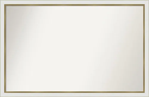Miniatura 524 de Amanti Art Espejo de baño blanco para sobre el fregadero, 30 x 35 pulgadas, espejo de tocador rectangular estrecho de Eva de oro blanco, marco