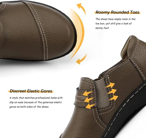 Miniatura 4 de LAZYPOP Mocasines de cuero clásicos y cómodos para mujer, bonitos zapatos de vestir informales, ligeros, para caminar, zapatos planos