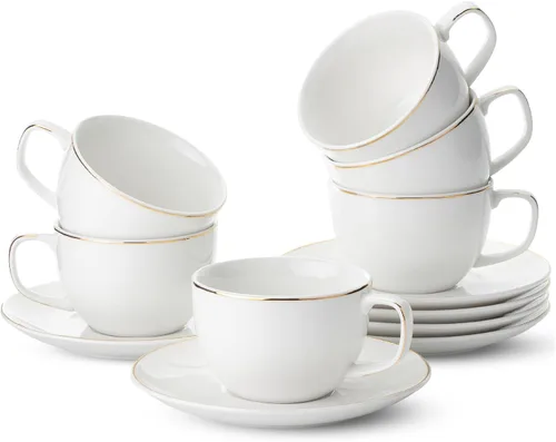 Miniatura 9 de BTaT Tazas de té y platillos de porcelana - 6 onzas, negro, juego de 6, adultos