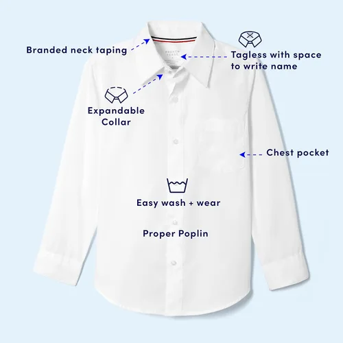 Miniatura 3 de French Toast Big Boysvestido de manga larga de popelina Camisa e9004