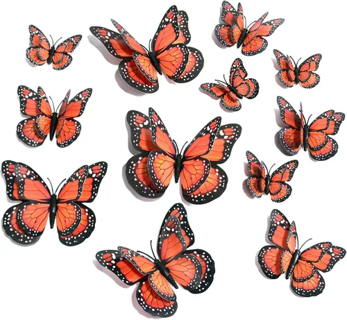 Miniatura 16 de SAOROPEB Decoración de pared de mariposa 3D, 24 piezas de decoraciones de mariposa de doble capa para decoraciones de fiesta, decoración