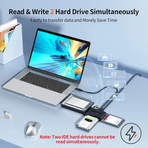 Miniatura 2 de Adaptador SATA a USB 3.0 - Convertidor de recuperación de lector de disco duro externo para unidad óptica SSD universal de 2.5 pulgadas y 3.5