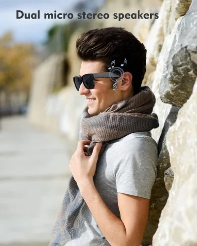 Miniatura 3 de RUIMEN Lentes inteligentes de audio Bluetooth para hombres y mujeres, lentes de sol inteligentes con altavoces y micrófonos con música de oído