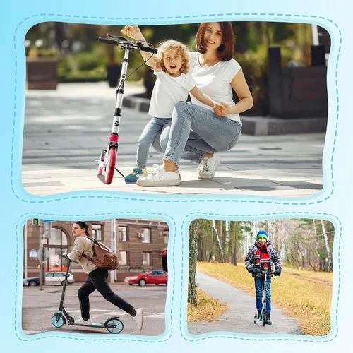 Miniatura 7 de Scooter para niños a partir de 8 años, adolescentes y adultos, scooter ligero con correa de transporte de altura ajustable equipado con freno