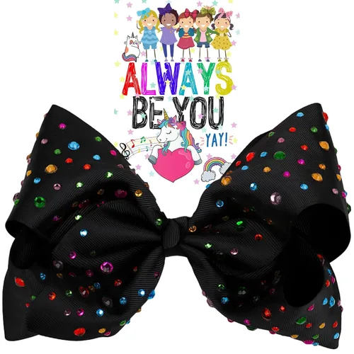 Miniatura 8 de Lazo de pelo con diamantes de imitación gigante, lazos de animación para niñas, niños pequeños, cinta rosa y azul, accesorios de moda