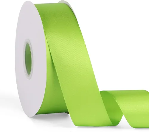 Cinta de satén verde manzana de doble cara de 1-1/2 pulgadas x 50 yardas, cinta continua de poliéster de alta densidad para envolver regalos, bodas,