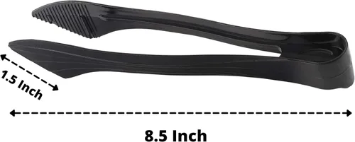 Miniatura 2 de PARTY BARGAINS Pinzas de plástico negro de 8.5 pulgadas para servir, paquete de 6, pinzas de cocina desechables y reutilizables para fiestas