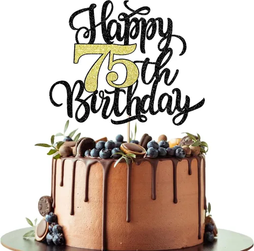 Miniatura 27 de Decoración para tarta de cumpleaños número 100, decoración de pastel de cumpleaños con purpurina negra y dorada, suministros de decoración de 100