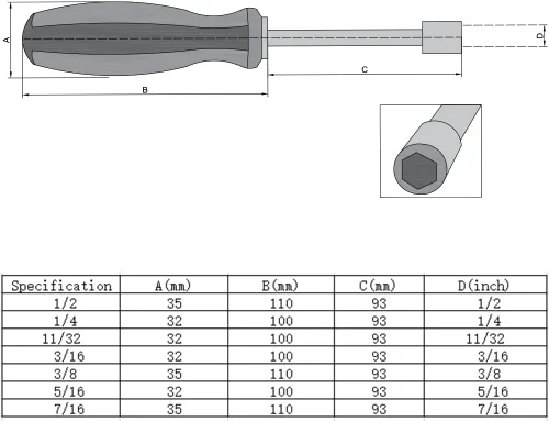 Miniatura 5 de Auniwaig Imperial - Destornilladores de tuerca hexagonal de 5/16 pulgadas, acero no magnético de punta de seis puntos con eje de 3.66 pulgadas, 1