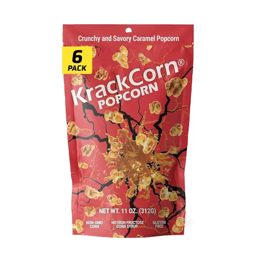 Miniatura 11 de KrackCorn Palomitas de maíz de caramelo, sin OMG, sin gluten, sin alta fructosa, sin culpa, delicia nocturna de película no grasa, 1.25 onzas