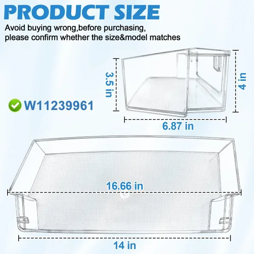 Miniatura 3 de Paquete de 2 [MEJORADO] W11239961 Reemplazo de estante para puerta de refrigerador Compatible con estante de puerta de refrigerador Whirlpool