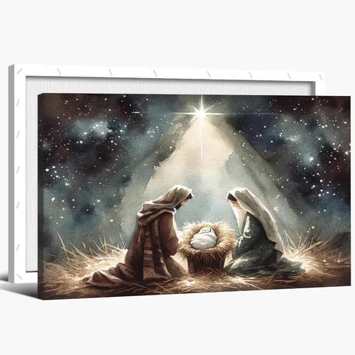 Miniatura 24 de Arte de pared en lona de Jesús y Cordero, Imagen de Jesús Corriendo tras la Oveja Perdida, Arte de pared religioso de Jesús Dejando las 99, Pinturas