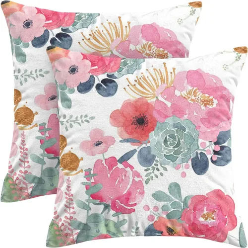 Miniatura 38 de CXMEIFLY Juego de 2 fundas de almohada de hojas florales de primavera de 16 x 16 pulgadas, para decoración de flores chinoiserie, almohadas