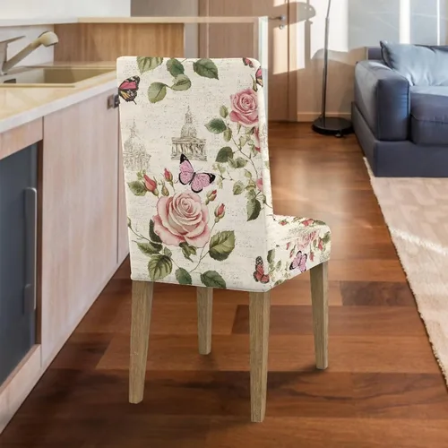 Miniatura 7 de Rnyleeg Red Rose Butterfly Chair Covers for Living Room No Arms Stretch Dining Chair Covers Set of 6 Soft Washable Kitchen Chair Protector Cover