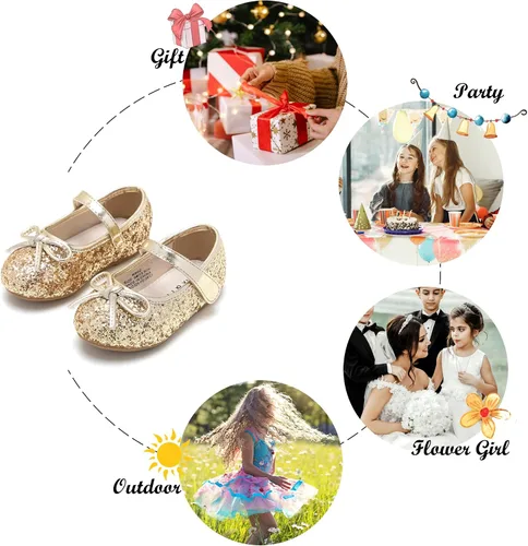 Miniatura 5 de Felix & Flora - Zapatos bajos de vestir con flores para niña pequeña, tipo bailarina, para fiesta, escuela o boda