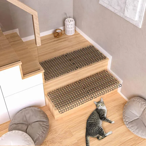 Miniatura 7 de Tapete de 16 x 13 pulgadas para gatos, paquete de 10 alfombrillas para gatos con púas – Solución disuasoria de mascotas para interiores y exteriores